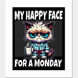 Grumpy Cat with Coffee - Mondays Mood Posters and Art